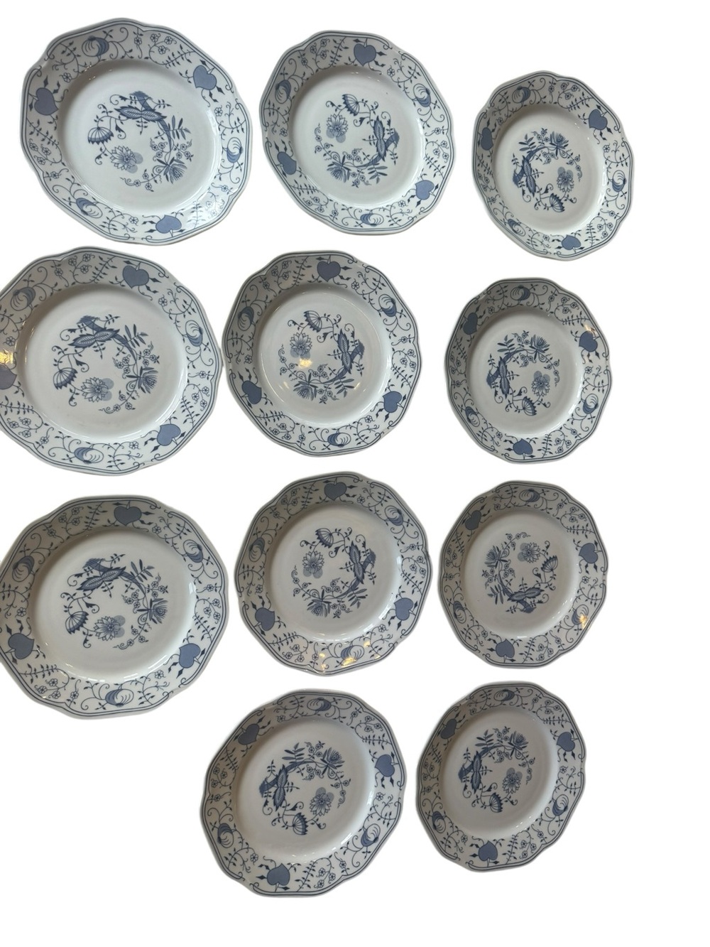 Bohemia Blue Onion Plates Set 11 Czechoslovakia Inglazed 7.5” Porcelain